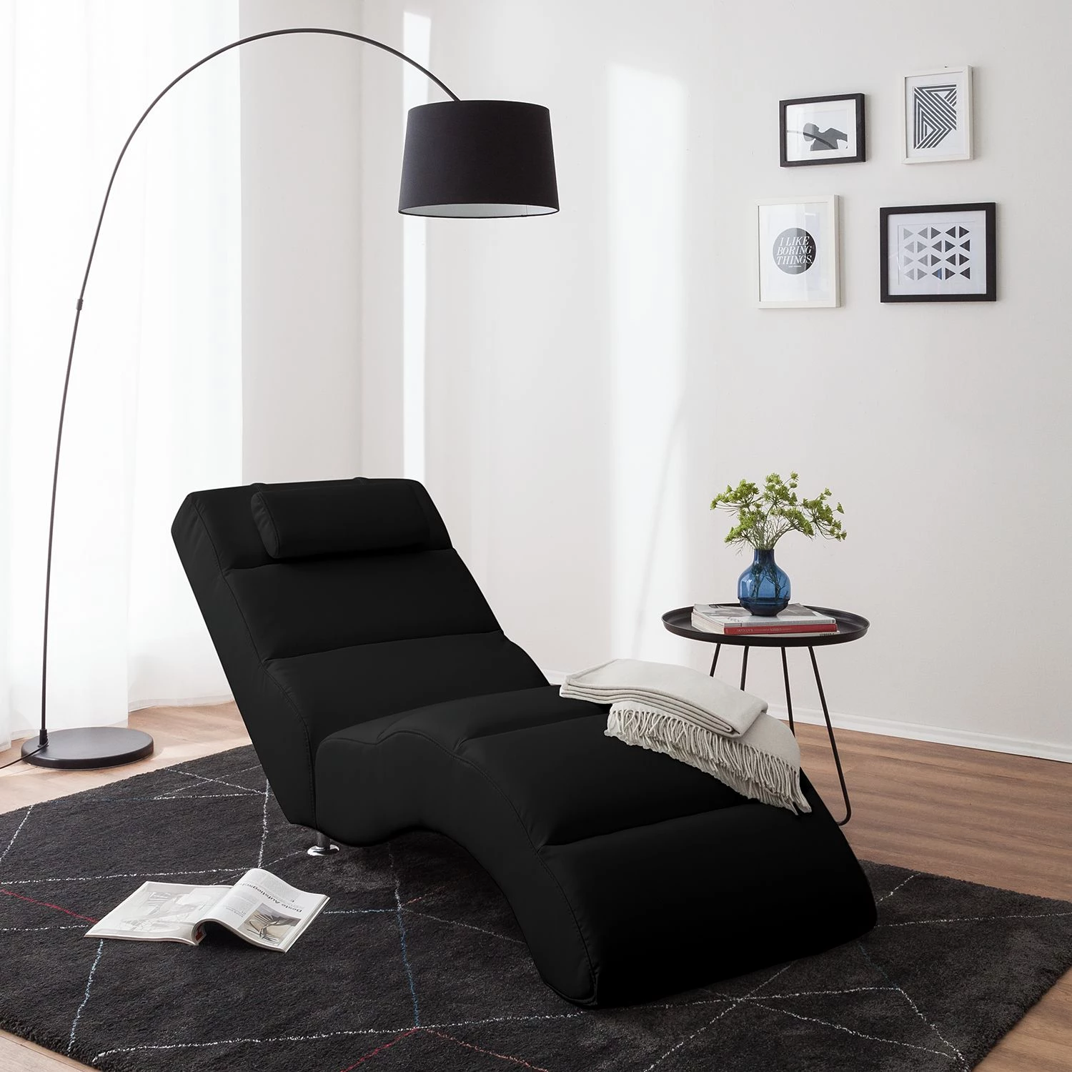 Fredriks Chaise longue de relaxation Califfo - Cuir synthétique noir 5 Fredriks Chaise longue de relaxation Califfo - Cuir synthétique noir – Image 3
