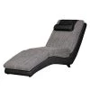 Re:concept Chaise longue de relaxation Carson - Cuir synthétique noir / Tissu structuré gris clair -Meubles de salon Soldes relaxliege carson kunstleder schwarz strukturstoff hellgrau 459483