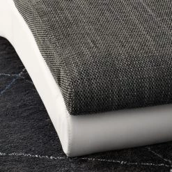 Roomscape Chaise longue de relaxation Carson - Cuir synthétique blanc / Tissu structuré gris clair -Meubles de salon Soldes relaxliege carson kunstleder weiss strukturstoff hellgrau 4905180