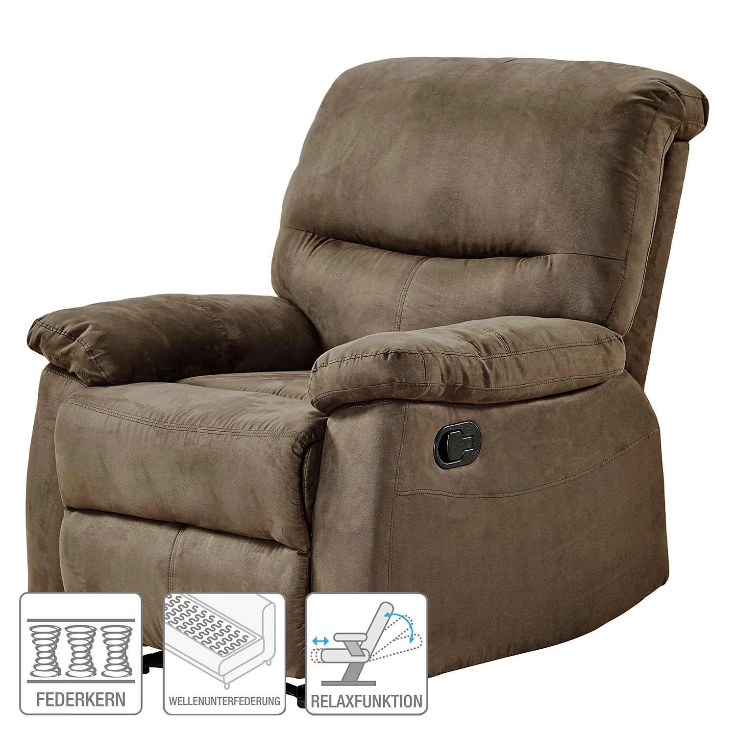Modoform Fauteuil de relaxation Donnes - Microfibre - Marron clair 4 Modoform Fauteuil de relaxation Donnes - Microfibre - Marron clair – Image 2