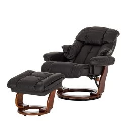 Modoform Fauteuil relax et repose-pieds Grunewald - Cuir véritable / Imitation cuir - Noir - Marron -Meubles de salon Soldes relaxsessel grunewald mit hocker echtleder schwarz 374914