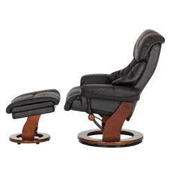 Modoform Fauteuil relax et repose-pieds Grunewald - Cuir véritable / Imitation cuir - Noir - Marron -Meubles de salon Soldes relaxsessel grunewald mit hocker echtleder schwarz 374923