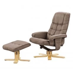 Modoform Fauteuil de relaxation Sund - Avec repose-pieds - Microfibre - Beige chaud