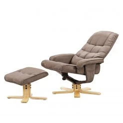 Modoform Fauteuil de relaxation Sund - Avec repose-pieds - Microfibre - Beige chaud -Meubles de salon Soldes relaxsessel sund mit hocker microfaser cubanit 5144680