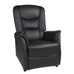 Modoform Fauteuil TV Sylt - Avec moteur et disposiif pour se lever - Cuir synthétique noir - Imitation érable / Orange -Meubles de salon Soldes relaxsessel sylt mit motor und aufstehhilfe echtleder schwarz 373365