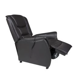 Modoform Fauteuil TV Sylt - Avec moteur et disposiif pour se lever - Cuir synthétique noir - Imitation érable / Orange -Meubles de salon Soldes relaxsessel sylt mit motor und aufstehhilfe echtleder schwarz 373373