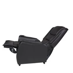 Modoform Fauteuil TV Sylt - Avec moteur et disposiif pour se lever - Cuir synthétique noir - Imitation érable / Orange -Meubles de salon Soldes relaxsessel sylt mit motor und aufstehhilfe echtleder schwarz 373374