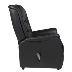 Modoform Fauteuil TV Sylt - Avec moteur et disposiif pour se lever - Cuir synthétique noir - Imitation érable / Orange -Meubles de salon Soldes relaxsessel sylt mit motor und aufstehhilfe echtleder schwarz 373377
