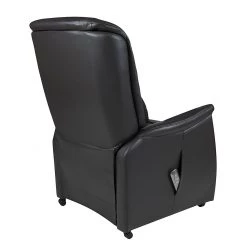 Modoform Fauteuil TV Sylt - Avec moteur et disposiif pour se lever - Cuir synthétique noir - Imitation érable / Orange -Meubles de salon Soldes relaxsessel sylt mit motor und aufstehhilfe echtleder schwarz 373378