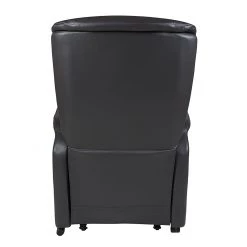 Modoform Fauteuil TV Sylt - Avec moteur et disposiif pour se lever - Cuir synthétique noir - Imitation érable / Orange -Meubles de salon Soldes relaxsessel sylt mit motor und aufstehhilfe echtleder schwarz 373379