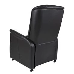 Modoform Fauteuil TV Sylt - Avec moteur et disposiif pour se lever - Cuir synthétique noir - Imitation érable / Orange -Meubles de salon Soldes relaxsessel sylt mit motor und aufstehhilfe echtleder schwarz 373380