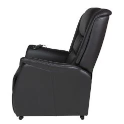 Modoform Fauteuil TV Sylt - Avec moteur et disposiif pour se lever - Cuir synthétique noir - Imitation érable / Orange -Meubles de salon Soldes relaxsessel sylt mit motor und aufstehhilfe echtleder schwarz 373381