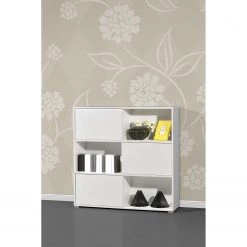 Germania Etagère à portes coulissantes Mingle II - Blanc / Imitation chêne Sonoma -Meubles de salon Soldes schiebetuerenregal mingle ii weiss eiche sonoma dekor 5029208