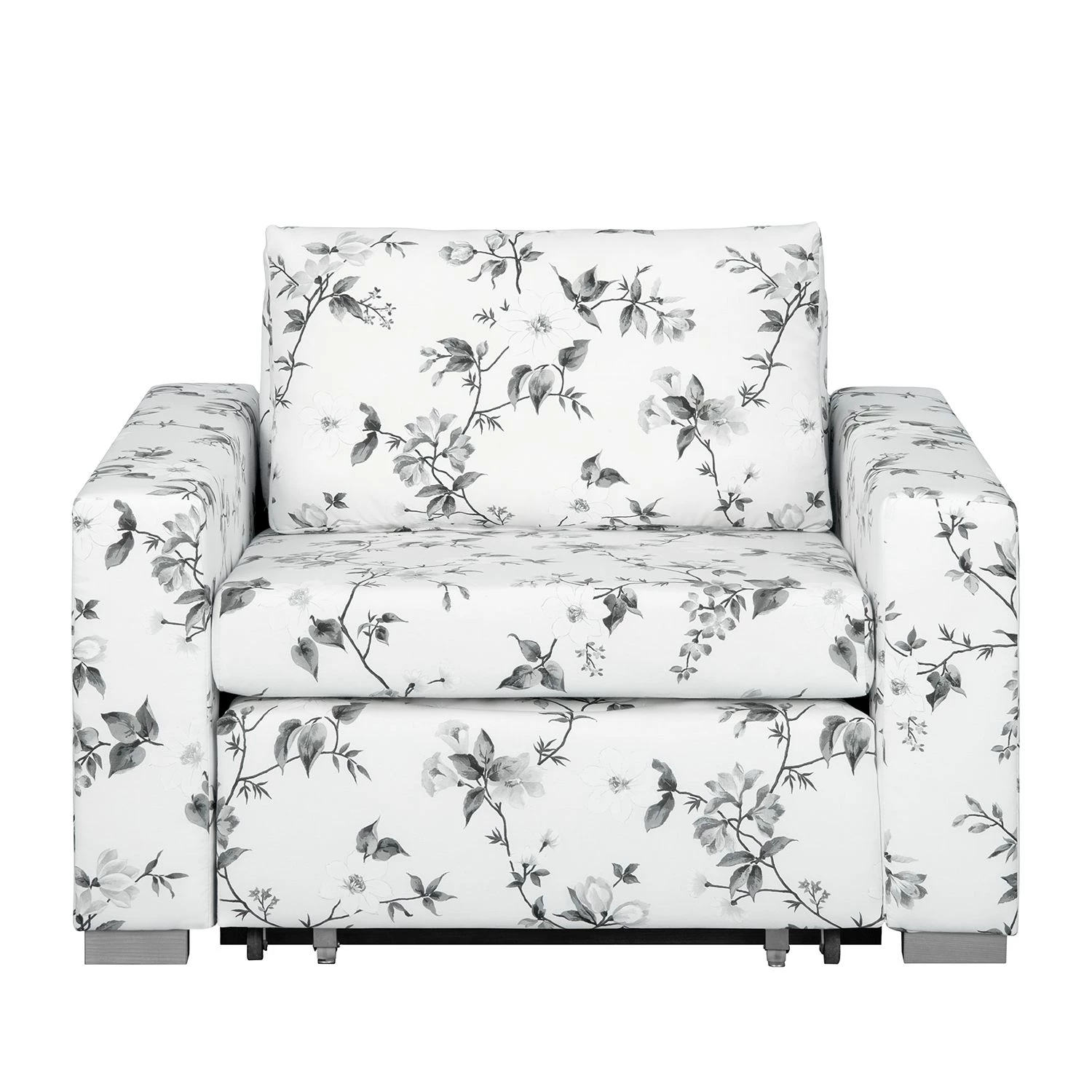 Mooved Fauteuil convertible Latina VII - Matière tissée - Motif floral - Blanc / Gris 5 Mooved Fauteuil convertible Latina VII - Matière tissée - Motif floral - Blanc / Gris – Image 3