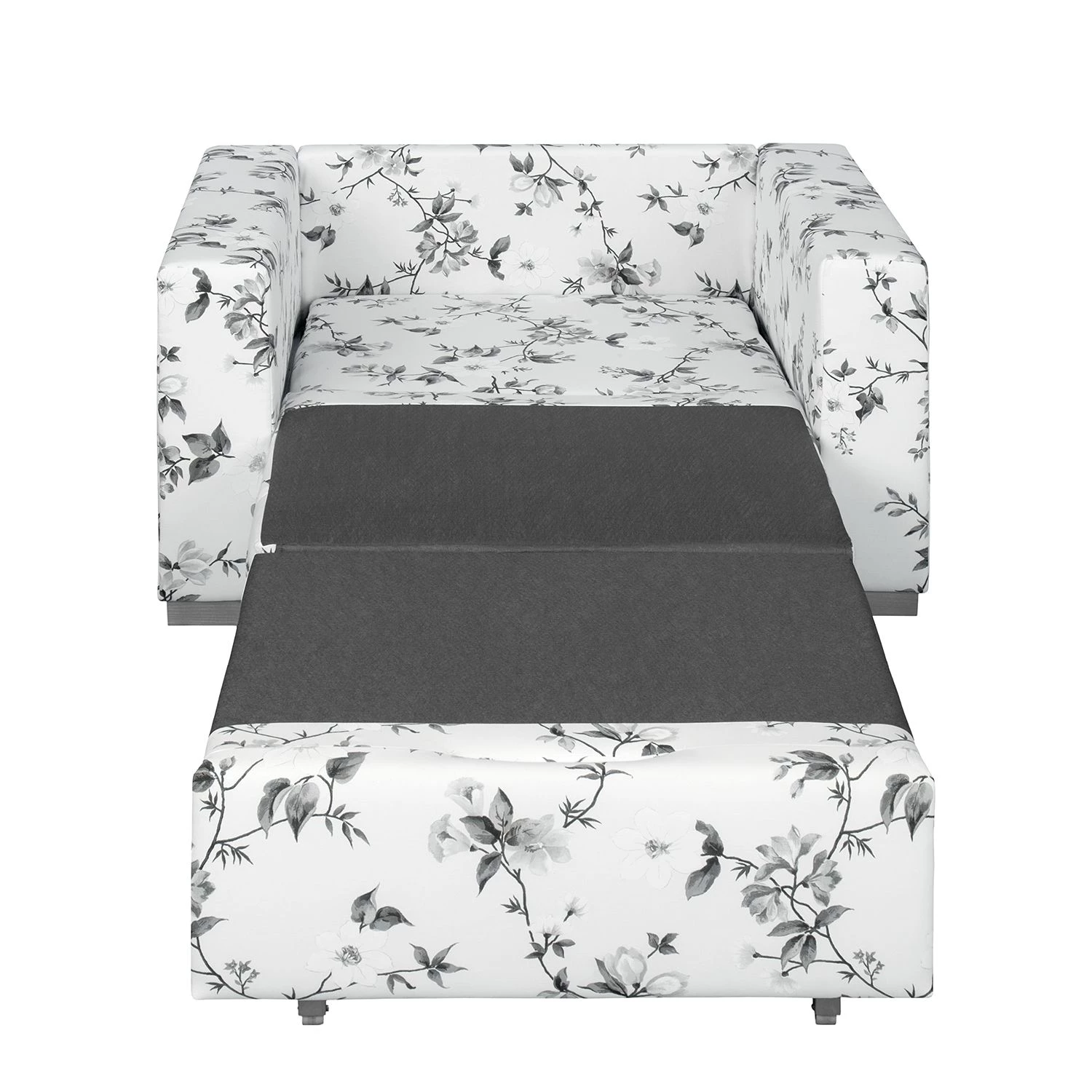 Mooved Fauteuil convertible Latina VII - Matière tissée - Motif floral - Blanc / Gris 12 Mooved Fauteuil convertible Latina VII - Matière tissée - Motif floral - Blanc / Gris – Image 10