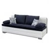 Home Design Canapé convertible Gibb - Blanc / Bleu -Meubles de salon Soldes schlafsofa gibb kunstleder microfaser weiss blau 4182868