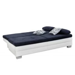 Home Design Canapé convertible Gibb - Blanc / Bleu -Meubles de salon Soldes schlafsofa gibb kunstleder microfaser weiss blau 4182876