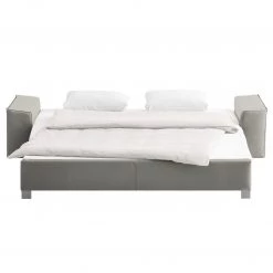 Chillout by Franz Fertig Canapé convertible Plaza - Gris - Largeur : 192 cm - Accoudoir réglable -Meubles de salon Soldes schlafsofa plaza echtleder grau 192 cm abklappbare armlehnen 1413786