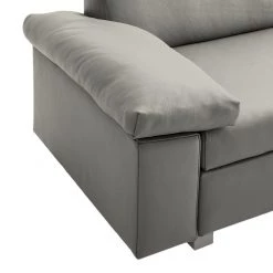 Chillout by Franz Fertig Canapé convertible Plaza - Gris - Largeur : 192 cm - Accoudoir réglable -Meubles de salon Soldes schlafsofa plaza echtleder grau 192 cm abklappbare armlehnen 1413814