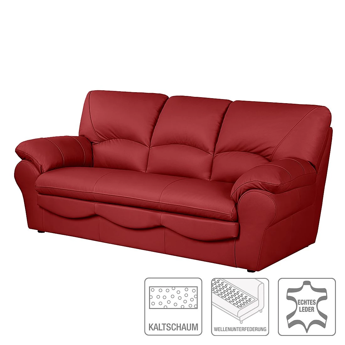 Modoform Canapé convertible Torsby - Cuir véritable rouge 4 Modoform Canapé convertible Torsby - Cuir véritable rouge – Image 2