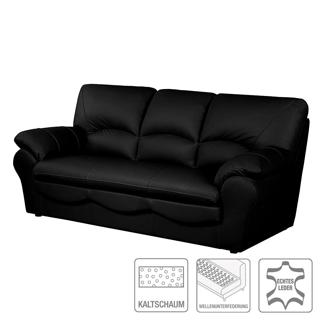 Modoform Canapé convertible Torsby - Cuir véritable Noir 4 Modoform Canapé convertible Torsby - Cuir véritable Noir – Image 2