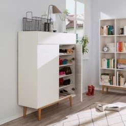 Mørteens Meuble à chaussures Lindholm II - Partiellement en chêne massif - Blanc -Meubles de salon Soldes schuhschrank lindholm ii weiss eiche massiv 4031156