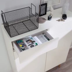 Mørteens Meuble à chaussures Lindholm II - Partiellement en chêne massif - Blanc -Meubles de salon Soldes schuhschrank lindholm ii weiss eiche massiv 4037336