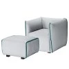 Fredriks Fauteuil Grady II - Tissu -Meubles de salon Soldes sessel grady webstoff ii mit hocker hellgrau tuerkis 4771456