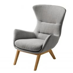 Studio Copenhagen Fauteuil Hepburn I - Tissu Milan : Gris clair - Chêne foncé