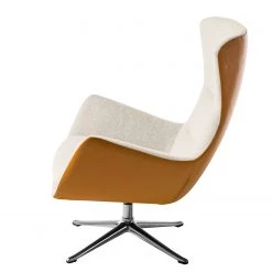 Studio Copenhagen Fauteuil Hepburn III - Beige / Cognac - Chrome brillant -Meubles de salon Soldes sessel hepburn ii webstoff echtleder beige cognac 5022184