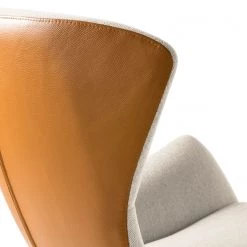 Studio Copenhagen Fauteuil Hepburn III - Beige / Cognac - Chrome brillant -Meubles de salon Soldes sessel hepburn ii webstoff echtleder beige cognac 5022200