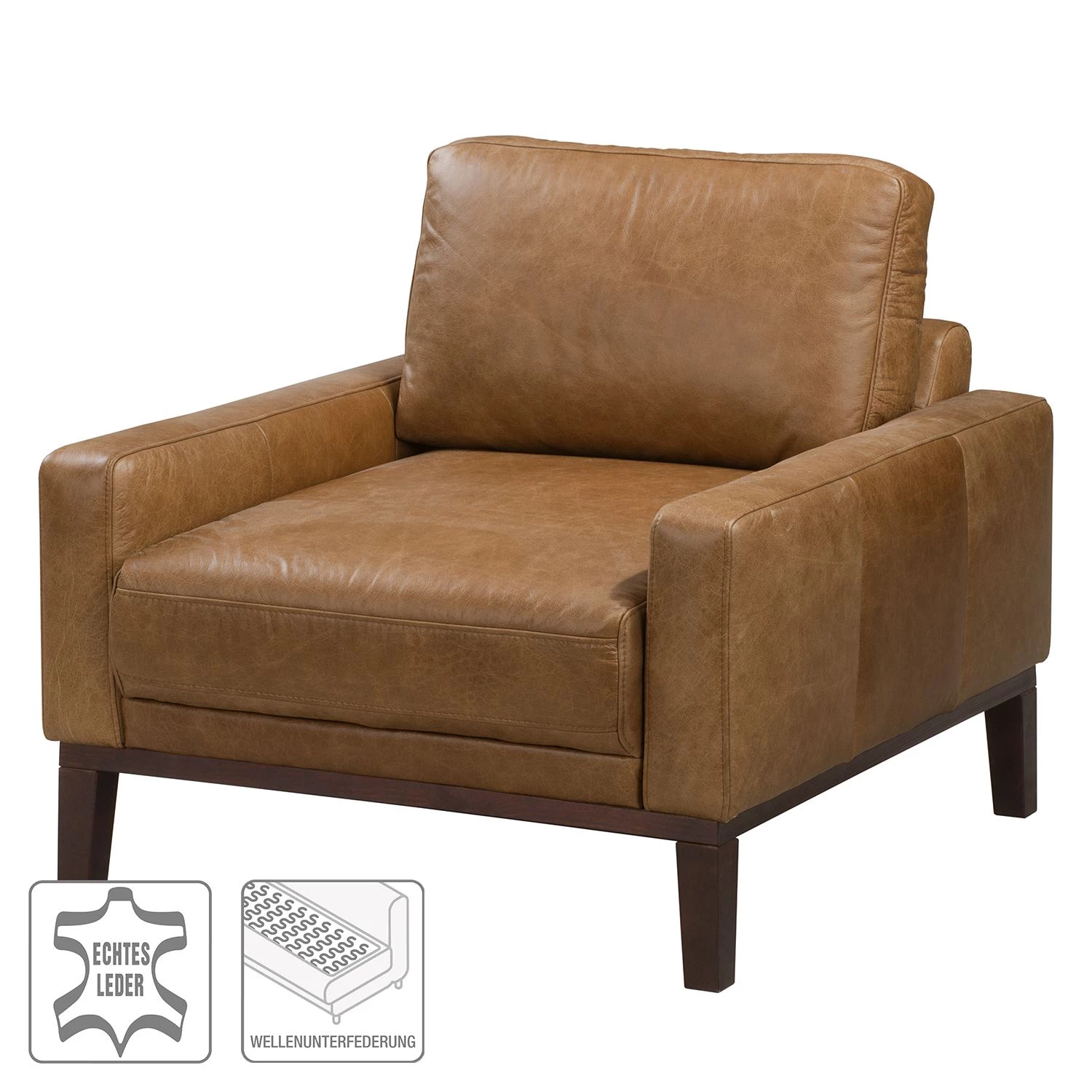 Ars manufacti Fauteuil Horley - Cuir véritable - Marron 4 Ars manufacti Fauteuil Horley - Cuir véritable - Marron – Image 2