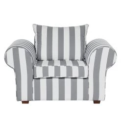 Maison Belfort Fauteuil Colmar - Tissu gris à rayures -Meubles de salon Soldes sessel livia webstoff grau gestreift 309459