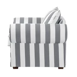 Maison Belfort Fauteuil Colmar - Tissu gris à rayures -Meubles de salon Soldes sessel livia webstoff grau gestreift 309461