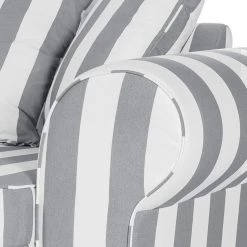 Maison Belfort Fauteuil Colmar - Tissu gris à rayures -Meubles de salon Soldes sessel livia webstoff grau gestreift 309464