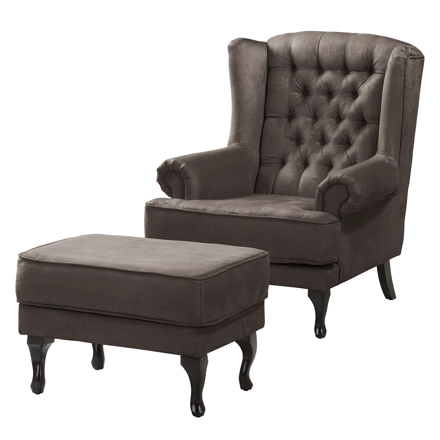 Maison Belfort Fauteuil à oreilles Miscol - Gris marron - Avec repose-pieds 3 Maison Belfort Fauteuil à oreilles Miscol - Gris marron - Avec repose-pieds