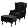 Maison Belfort Fauteuil à oreilles Miscol - Noir - Avec repose-pieds -Meubles de salon Soldes sessel miscol samt mit hocker schwarz 4887708