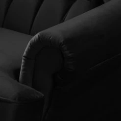 Maison Belfort Fauteuil à oreilles Miscol - Noir - Avec repose-pieds -Meubles de salon Soldes sessel miscol samt mit hocker schwarz 4887752