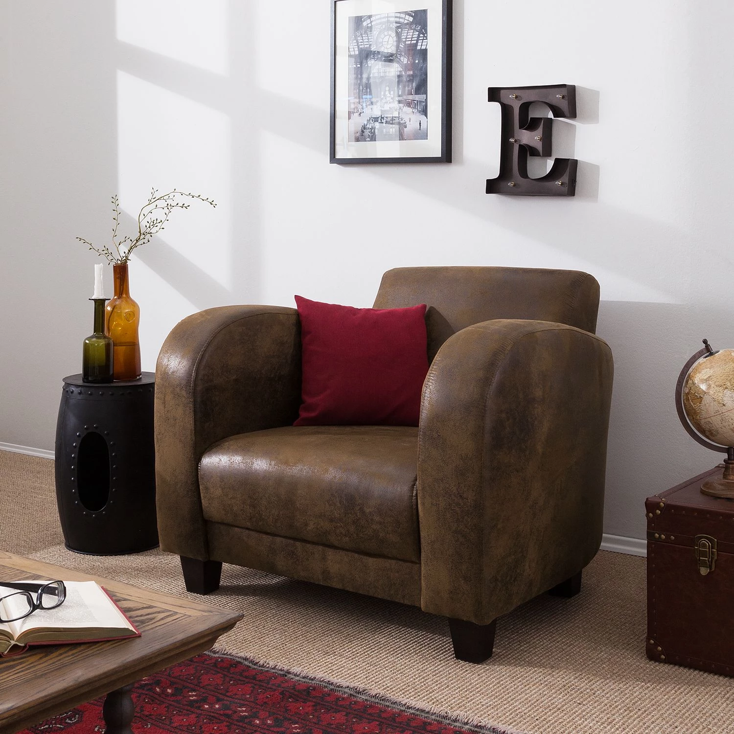 Ars manufacti Fauteuil Tullow - Aspect vieux cuir marron 5 Ars manufacti Fauteuil Tullow - Aspect vieux cuir marron – Image 3