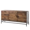 Ars manufacti Buffet Grasby - Pin recyclé / Métal - Pin foncé / Noir -Meubles de salon Soldes sideboard grasby altholz pinie metall pinie dunkel schwarz 4885004