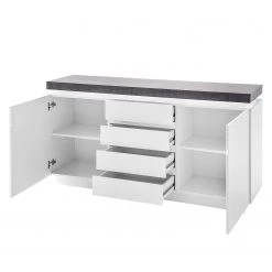 Fredriks Enfilade Namona I - Éclairage inclus - Blanc / Imitation béton -Meubles de salon Soldes sideboard namona i inkl beleuchtung weiss anthrazit weiss anthrazit 3666817