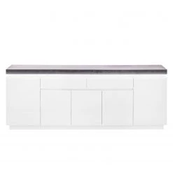 Fredriks Enfilade Namona III - Éclairage inclus - Imitation béton / Blanc -Meubles de salon Soldes sideboard namona iii inkl beleuchtung weiss anthrazit weiss anthrazit 3666849
