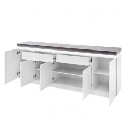 Fredriks Enfilade Namona III - Éclairage inclus - Imitation béton / Blanc -Meubles de salon Soldes sideboard namona iii inkl beleuchtung weiss anthrazit weiss anthrazit 3666853