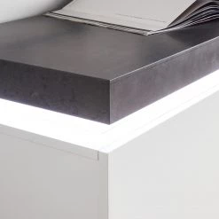 Fredriks Enfilade Namona III - Éclairage inclus - Imitation béton / Blanc -Meubles de salon Soldes sideboard namona iii inkl beleuchtung weiss anthrazit weiss anthrazit 4040332