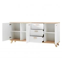 Germania Buffet Neston II - Blanc mat / Imitation chêne de Sanremo -Meubles de salon Soldes sideboard neston ii supermatt weiss eiche sanremo dekor 3909412