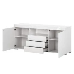 Fredriks Buffet Roomconcept (avec éclairage LED) - Blanc brillant -Meubles de salon Soldes sideboard roomconcept inkl led beleuchtung hochglanz weiss 4799908