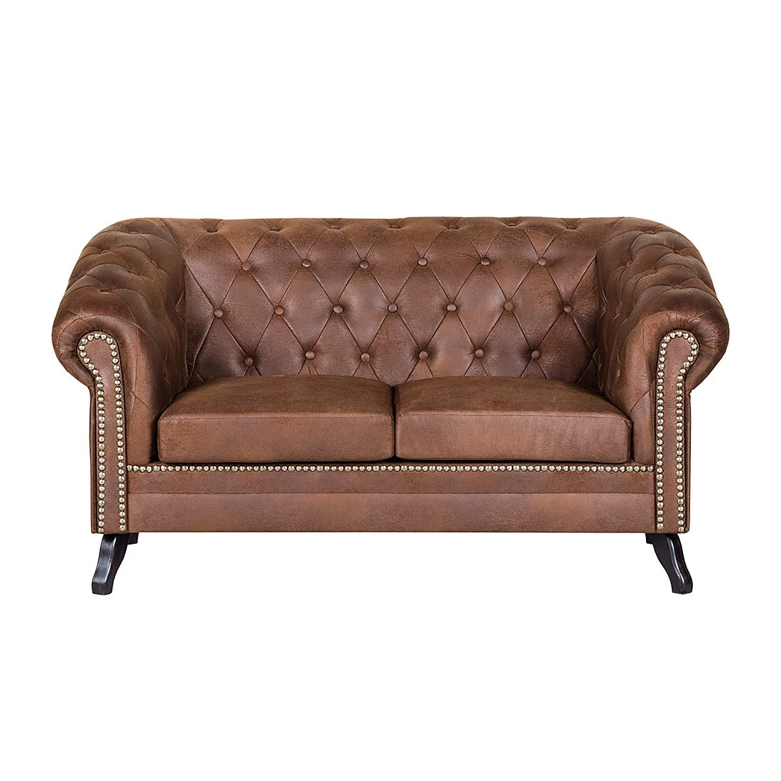 Ars manufacti Canapé Benavente (2 places) - Aspect vieux cuir marron 4 Ars manufacti Canapé Benavente (2 places) - Aspect vieux cuir marron – Image 2