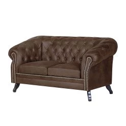 Ars manufacti Canapé Benavente (2 places) - Aspect vieux cuir marron foncé