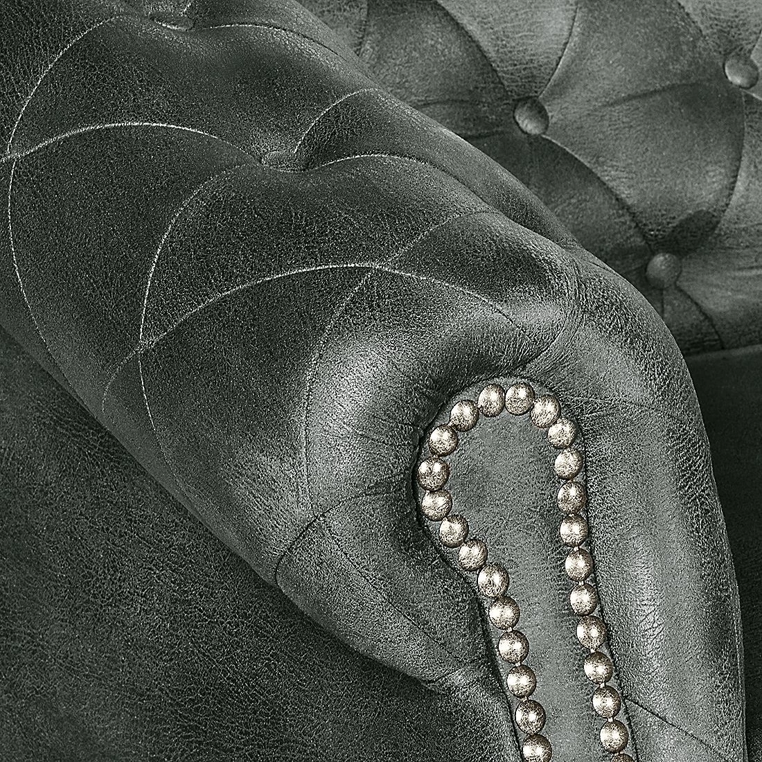 Ars manufacti Canapé Benavente (3 places) - Aspect cuir vieilli anthracite 10 Ars manufacti Canapé Benavente (3 places) - Aspect cuir vieilli anthracite – Image 8