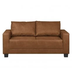 Loftscape Canapé Greenwood (2 places) - Aspect cuir vieilli - Microfibre Priya: Cognac -Meubles de salon Soldes sofa greenwood 2 sitzer antiklederlook cognac 4493840